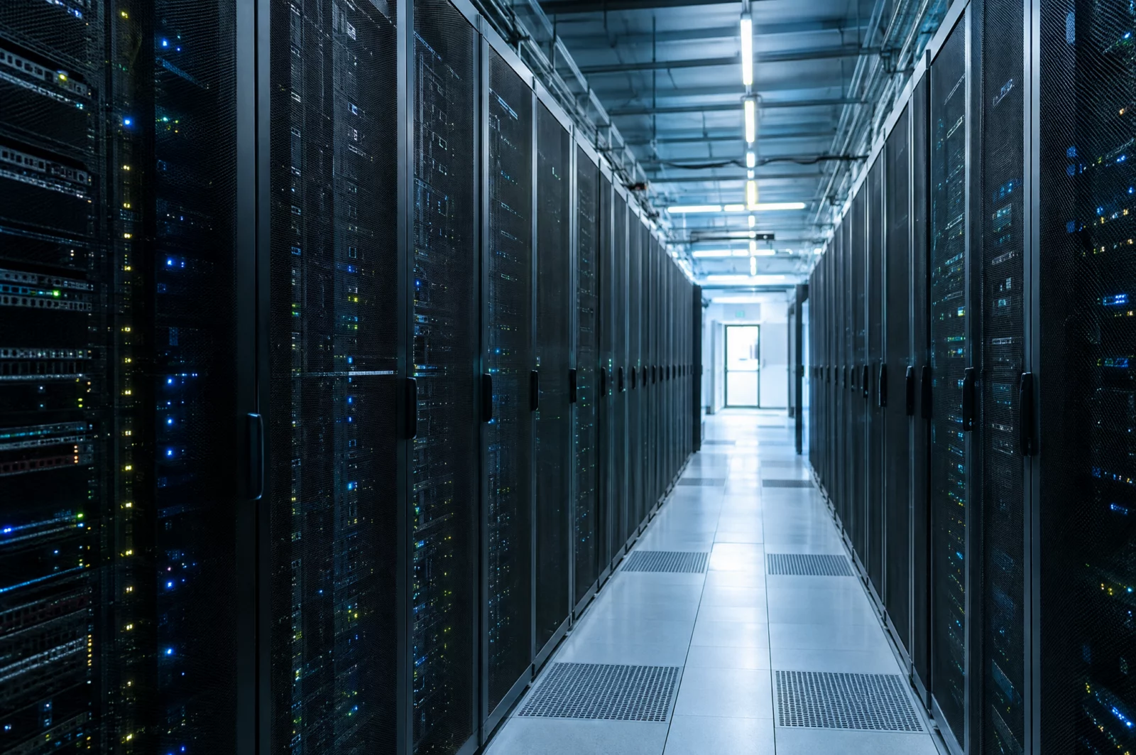 Serverreihen in einem Rechenzentrum, Cloud-Anbieter melden verdächtige Uploads an das NCMEC und lösen so Ermittlungen aus.